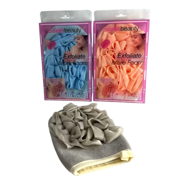 TOALLA EXFOLIANTE PARA BAÑO SWEET BEAUTY