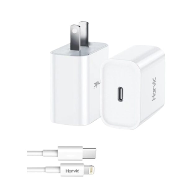 CUBO CARGADOR CON CABLE HARVIC CDR-PD303 IPHONE