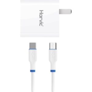 CUBO CARGADOR CON CABLE HARVIC CDR-370D TIPO C