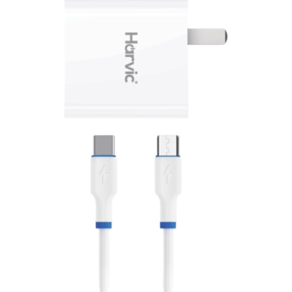 CUBO CARGADOR CON CABLE HARVIC CDR-370D TIPO C